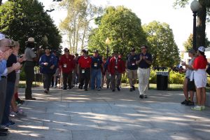 Perry leads the contingent of veterans at the World War II Memorial